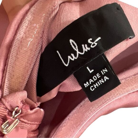 NWT Lulus Real Romantic Light Rose Satin Strapless Maxi Dress Size L - Picture 4 of 7